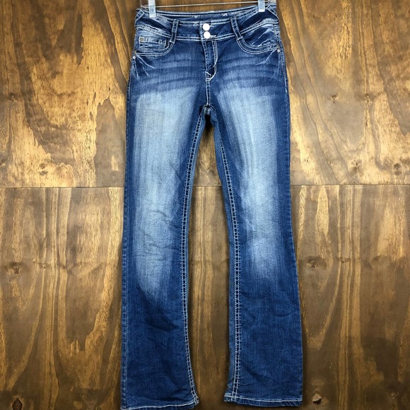 Wallflower Jeans Wallflower Womens Jeans Blue Curvy Heavy Stitch